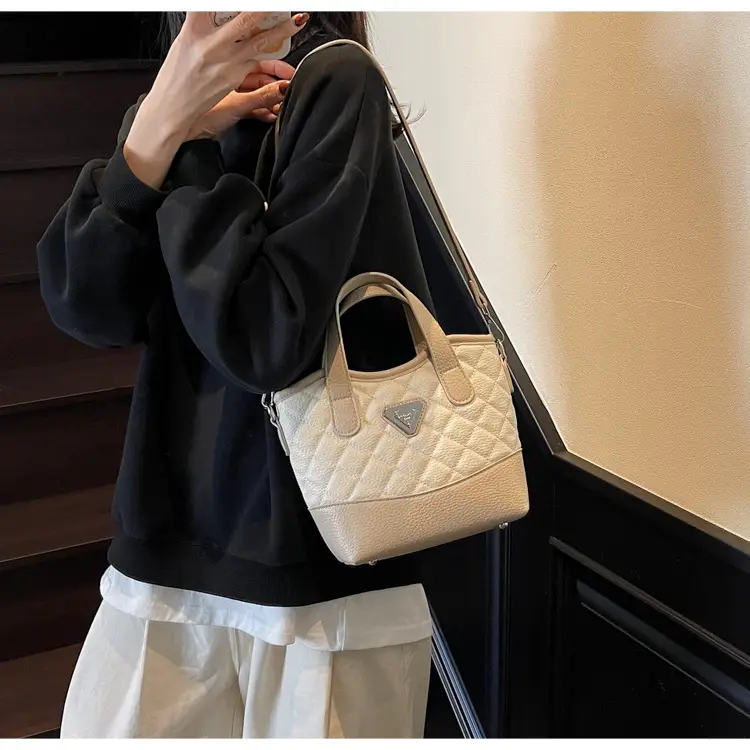 Prada Style Rhombic Bag Women Black White Shoulder Crossbody — feature 21