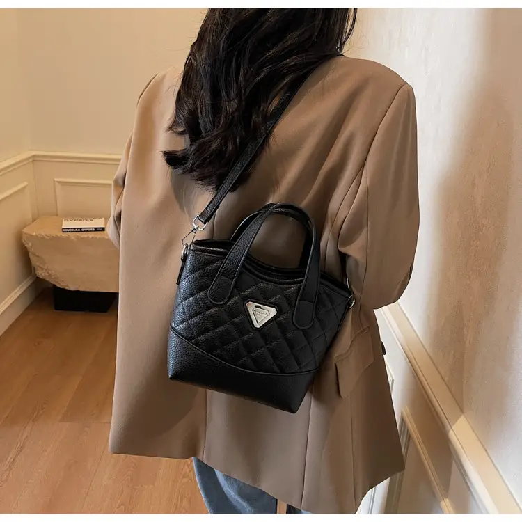 Prada Style Rhombic Bag Women Black White Shoulder Crossbody — feature 41