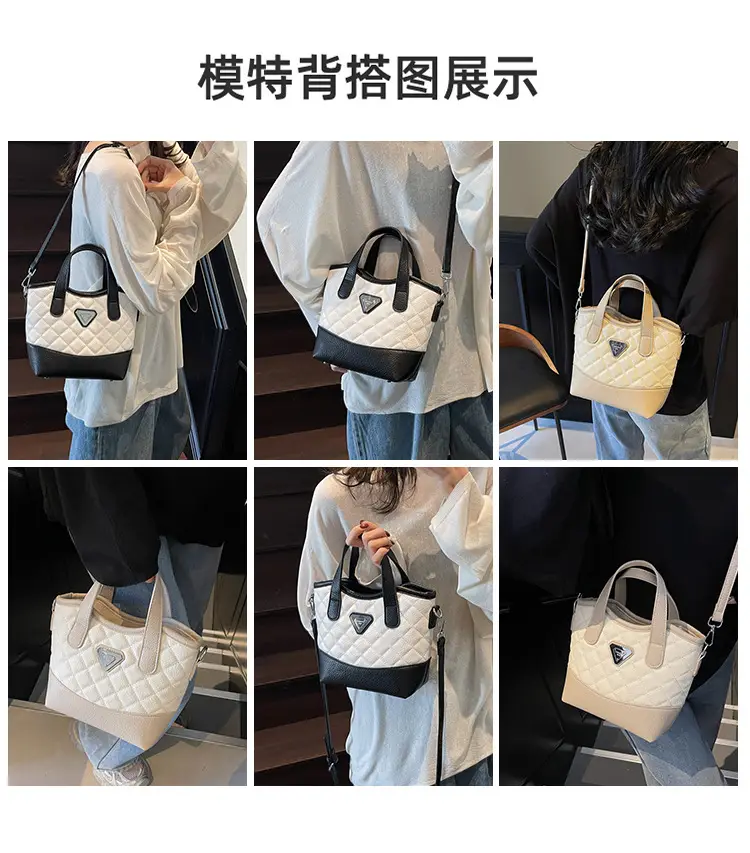 Prada Style Rhombic Bag Women Black White Shoulder Crossbody — feature 9