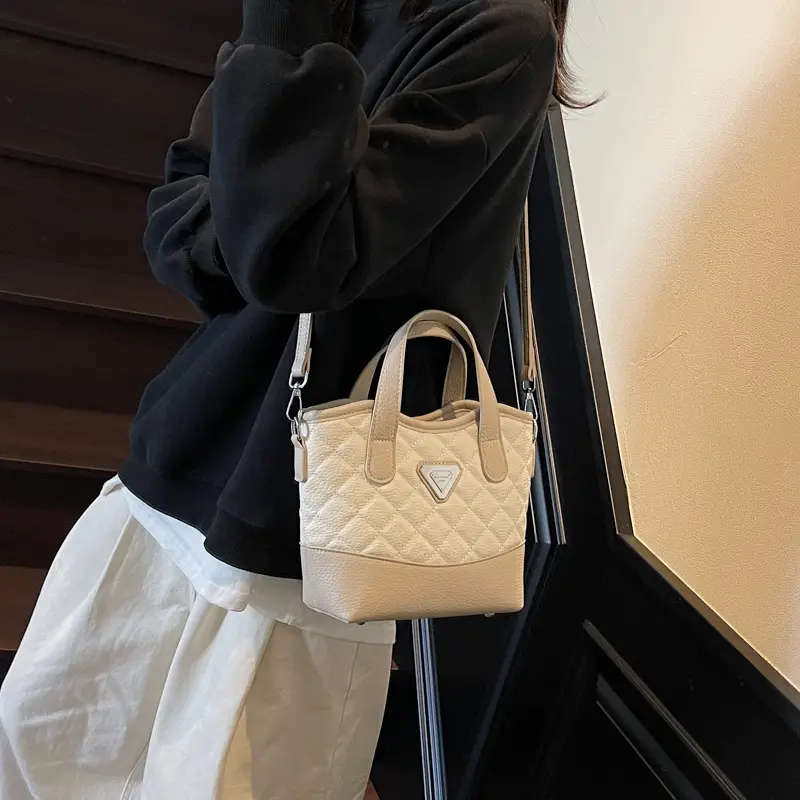 Prada Style Rhombic Bag Women Black White Shoulder Crossbody - Image 3