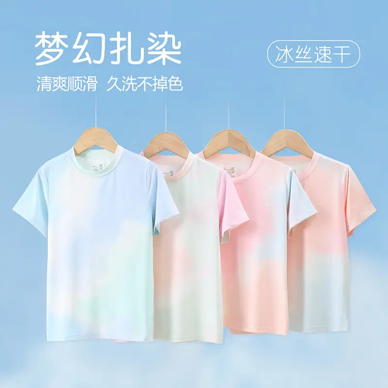 Girls Tie-dyed Cotton T-shirt Pink White Long Sleeve - Image 9