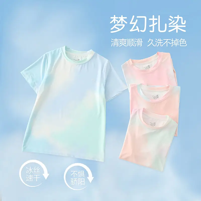 Girls Tie-dyed Cotton T-shirt Pink White Long Sleeve - Image 10