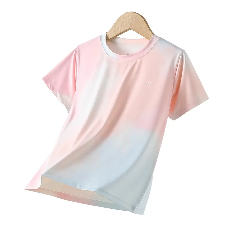 Girls Tie-dyed Cotton T-shirt Pink White Long Sleeve - Image 13