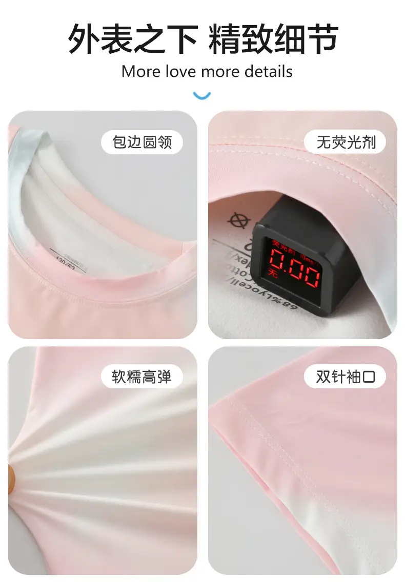Girls Tie-dyed Cotton T-shirt Pink White Long Sleeve — feature 10