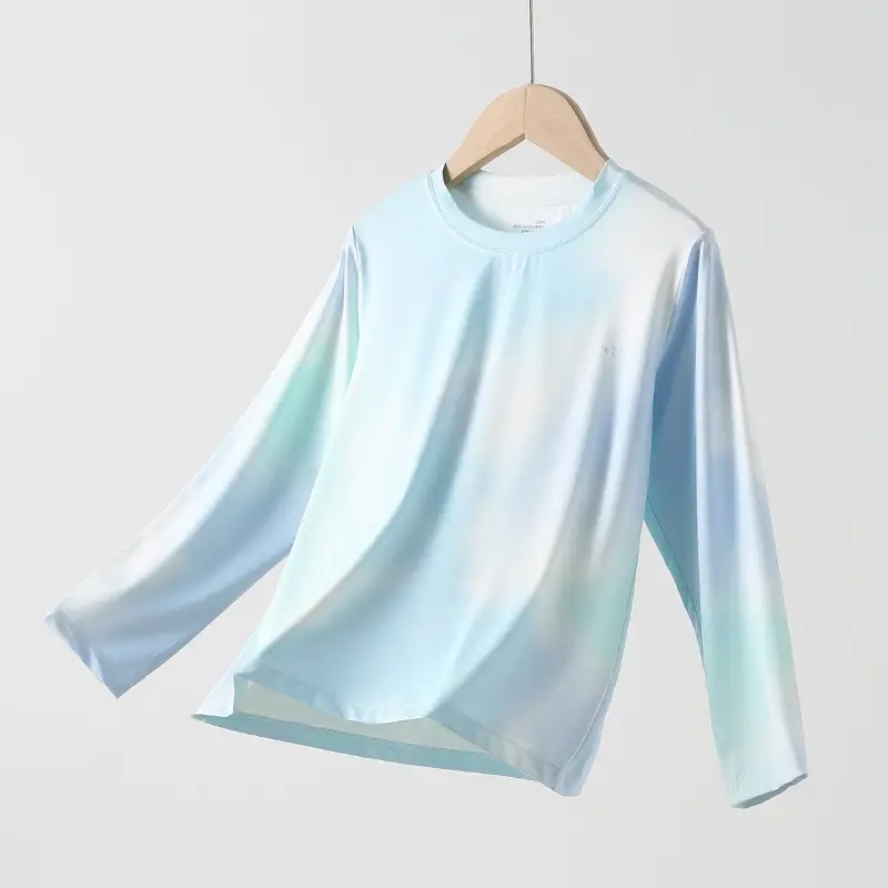 Girls Tie-dyed Cotton T-shirt Pink White Long Sleeve - Image 7