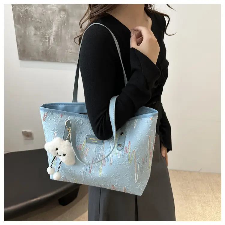 Women's Embroidered Striped Tote Bag Large Capacity 2024 — feature 11