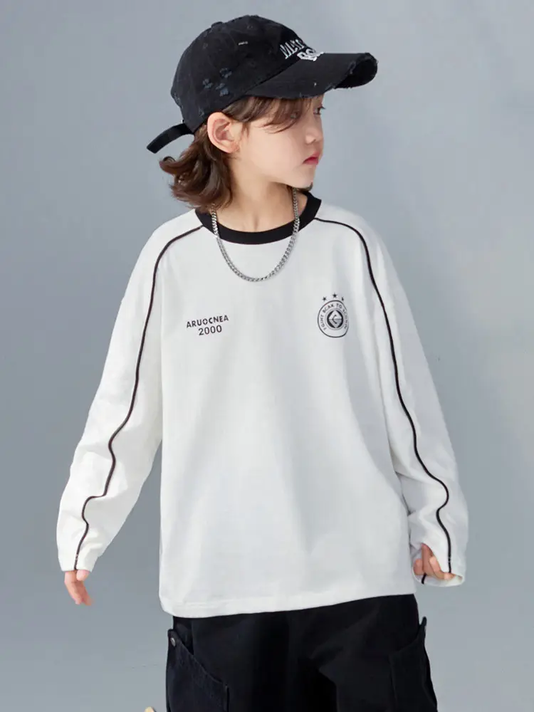 Boys Long Sleeve T-Shirt White 2026 Spring