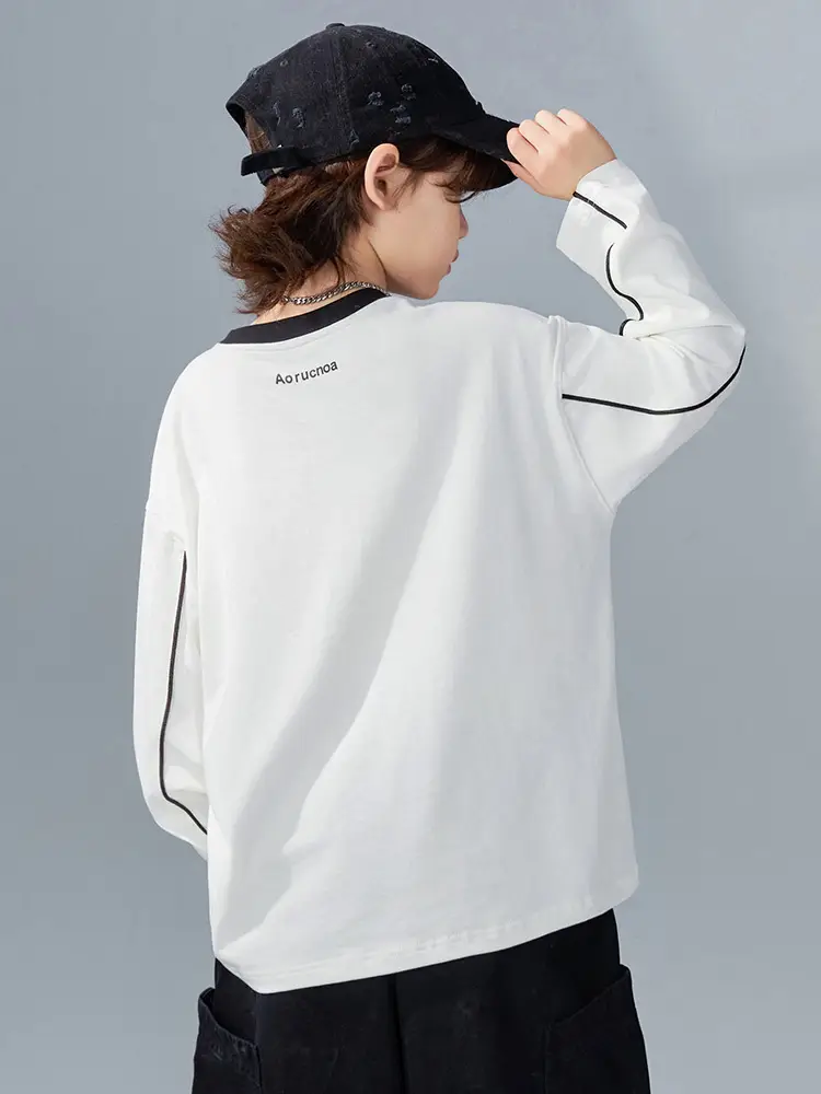 Boys Long Sleeve T-Shirt White 2026 Spring