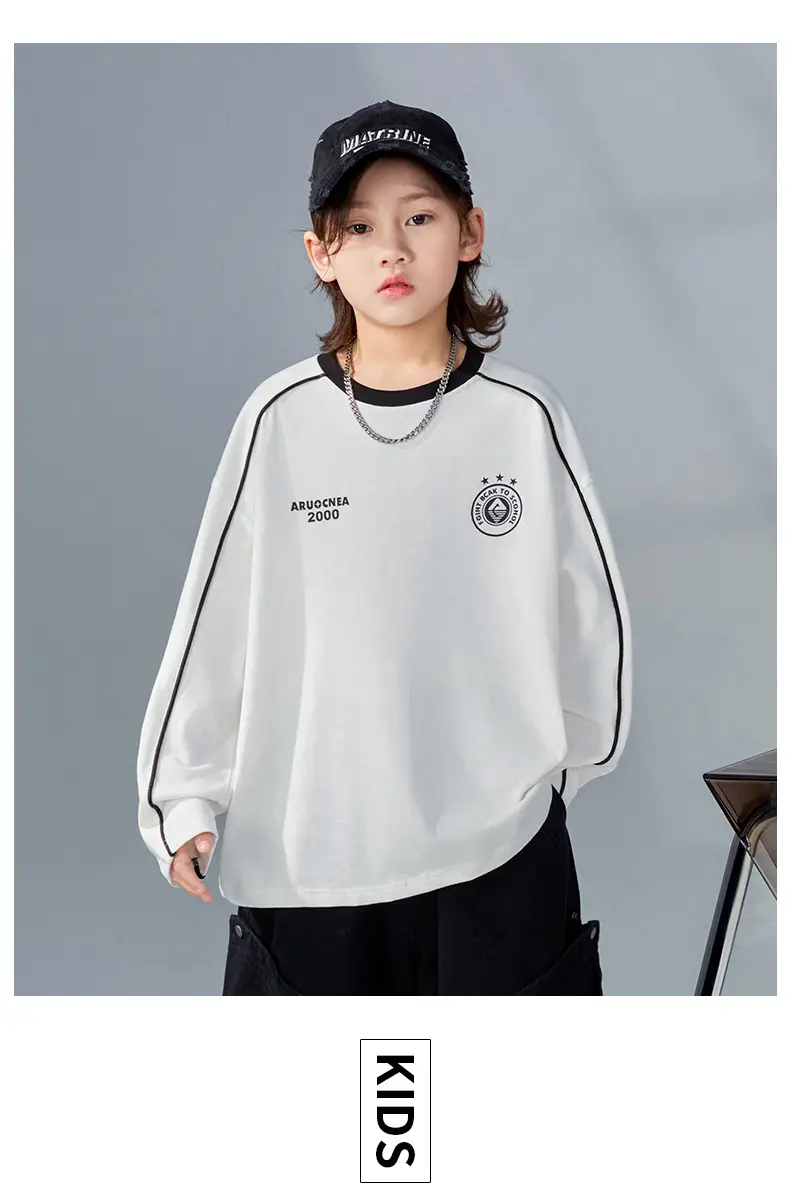 Boys Long Sleeve T-Shirt White 2026 Spring — feature 18