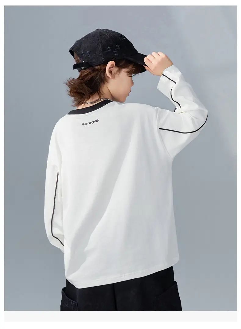 Boys Long Sleeve T-Shirt White 2026 Spring — feature 19