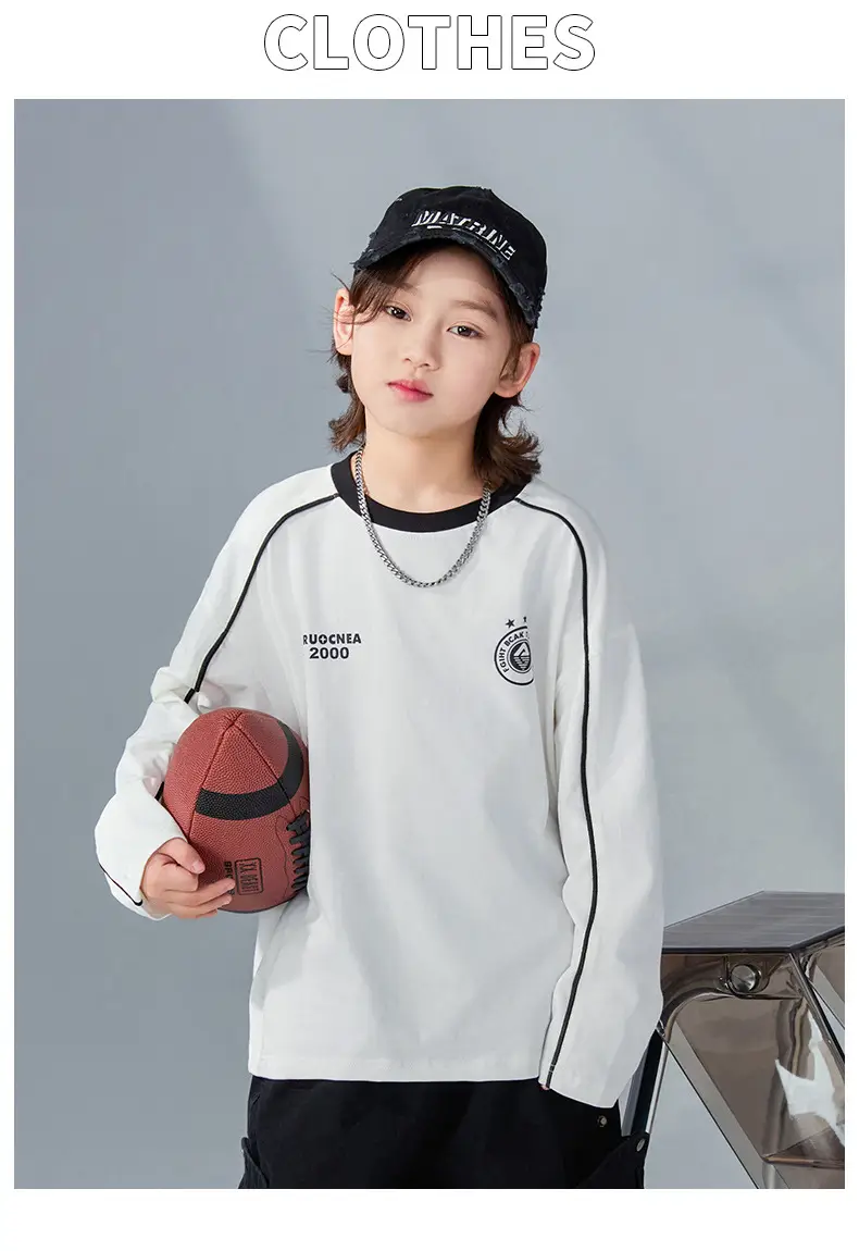 Boys Long Sleeve T-Shirt White 2026 Spring — feature 22