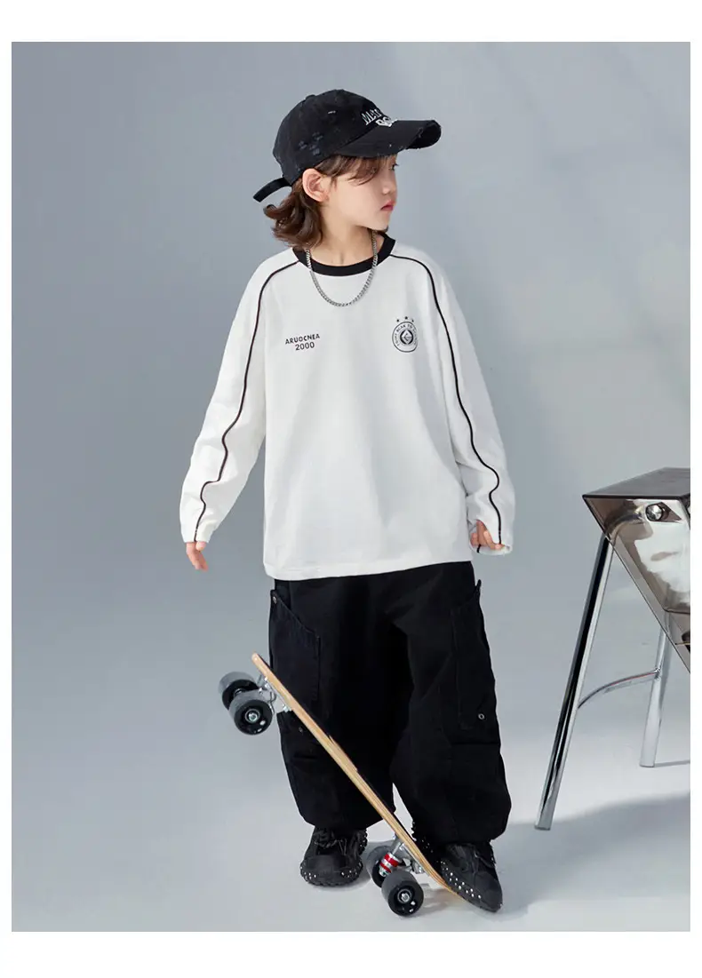 Boys Long Sleeve T-Shirt White 2026 Spring — feature 23