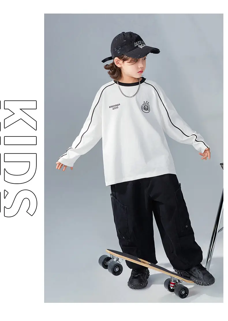 Boys Long Sleeve T-Shirt White 2026 Spring — feature 24