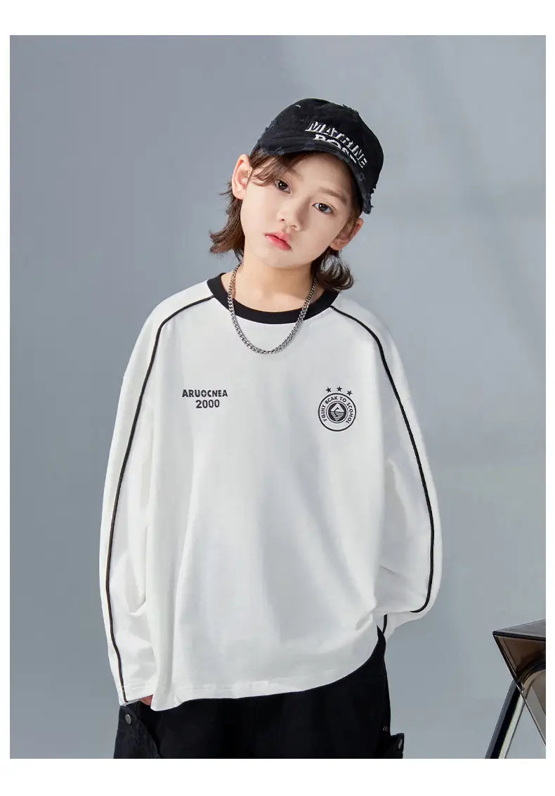 Boys Long Sleeve T-Shirt White 2026 Spring — feature 25