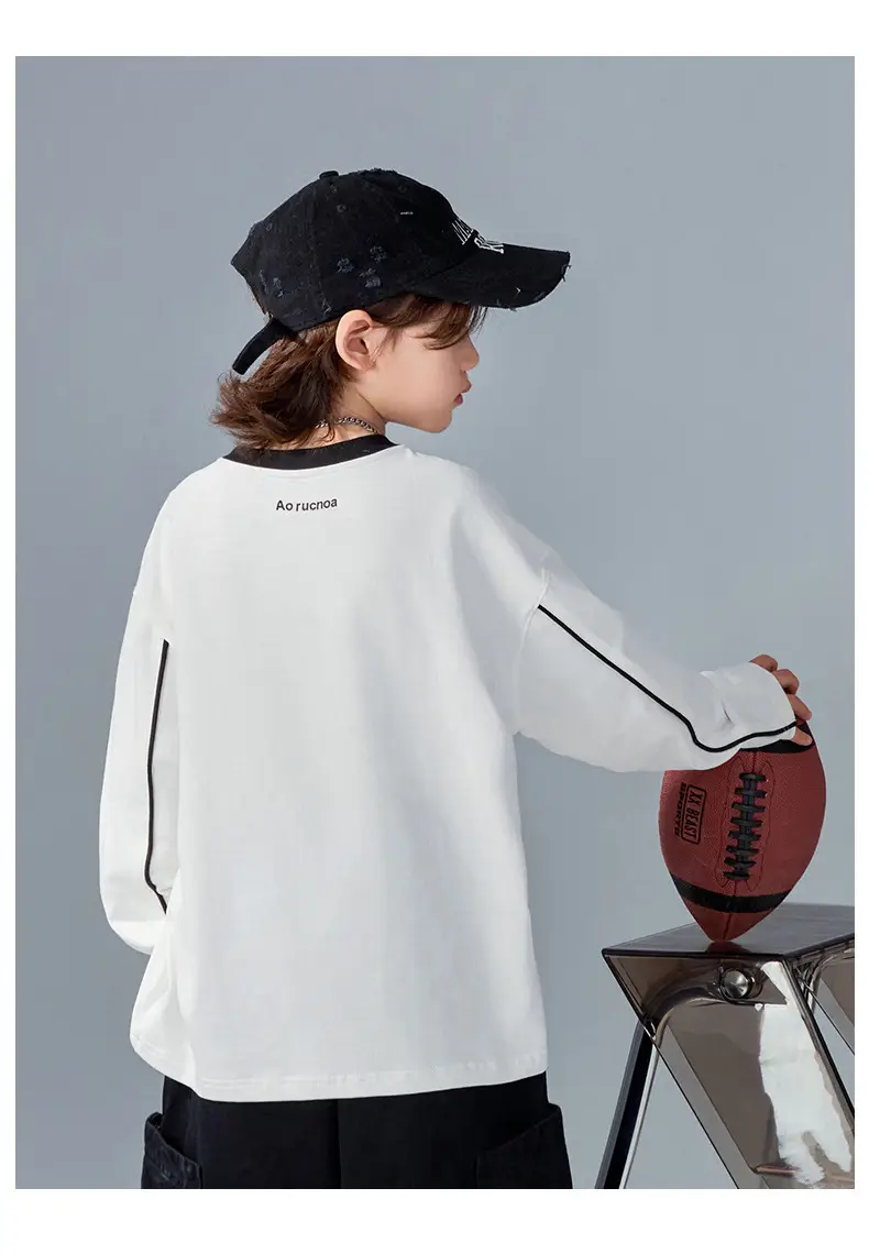 Boys Long Sleeve T-Shirt White 2026 Spring — feature 26