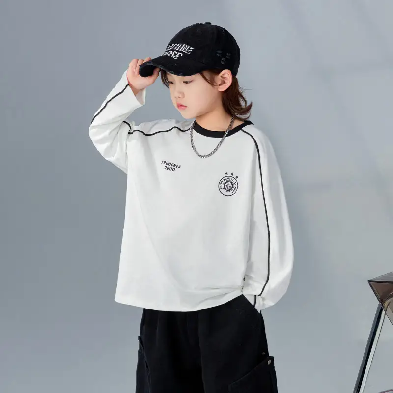 Boys Long Sleeve T-Shirt White 2026 Spring