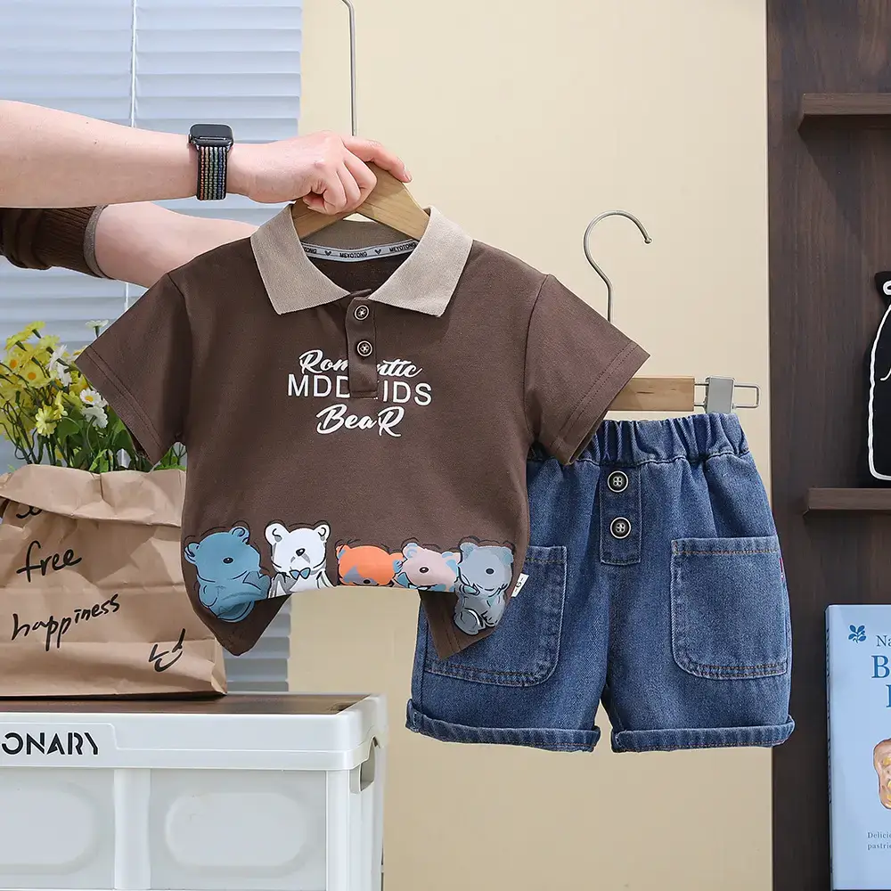 Boys Cotton Short Sleeve Polo Shirt & Jeans Set - Image 3