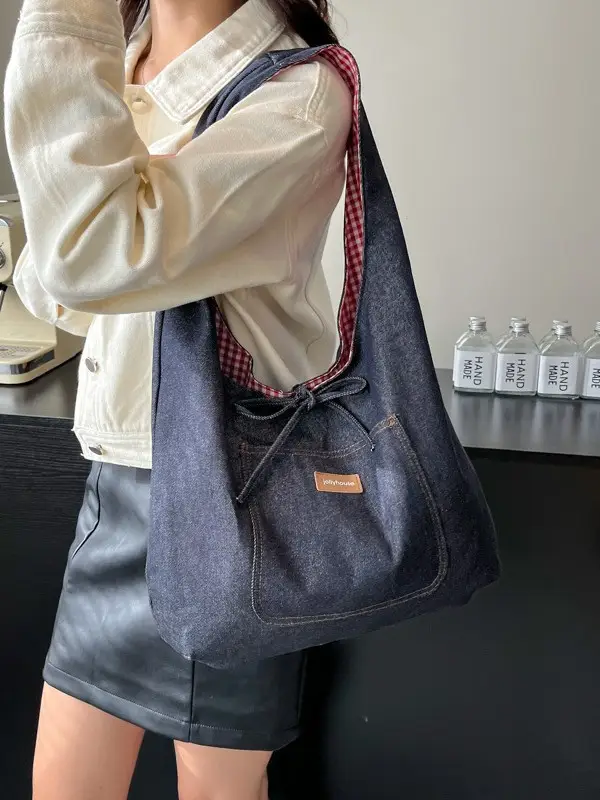Women Denim Shoulder Bag Retro Casual 2025 Large Capacity
