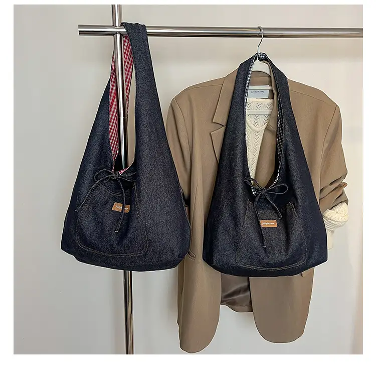 Women Denim Shoulder Bag Retro Casual 2025 Large Capacity — feature 1