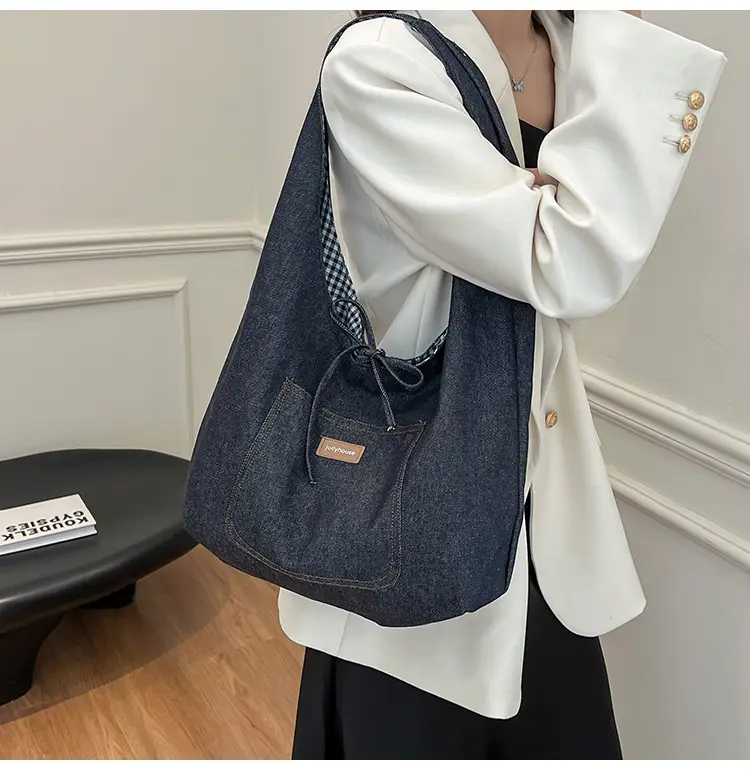 Women Denim Shoulder Bag Retro Casual 2025 Large Capacity — feature 11