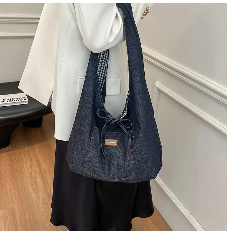Women Denim Shoulder Bag Retro Casual 2025 Large Capacity — feature 12