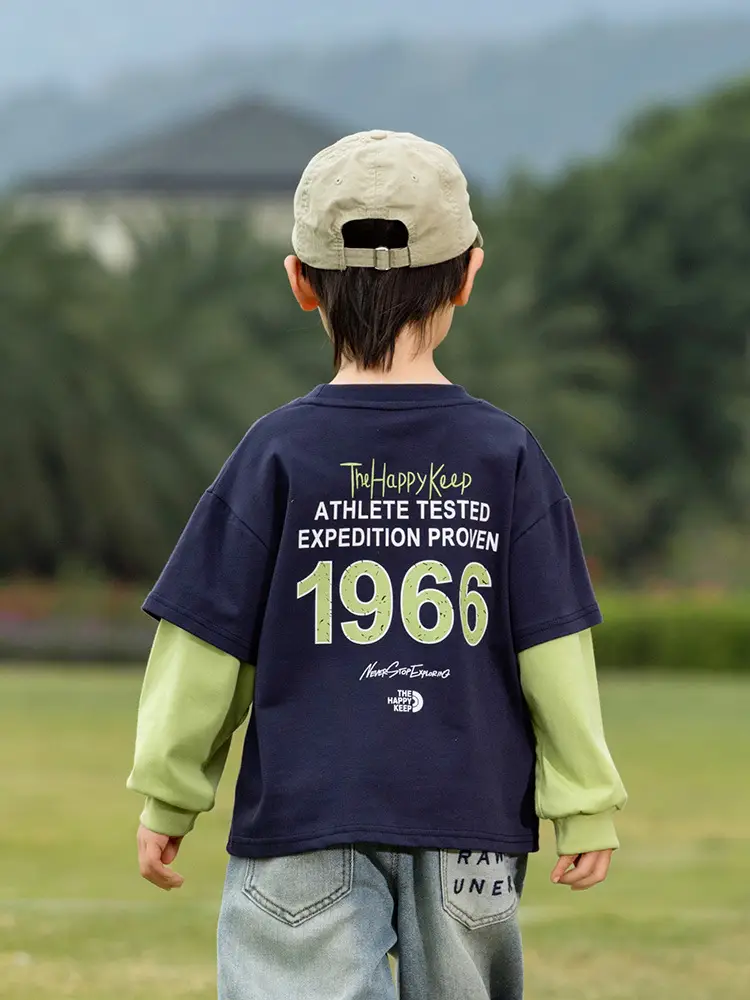 Kids Letter Print T-Shirt Blue Green 1966 - Image 5