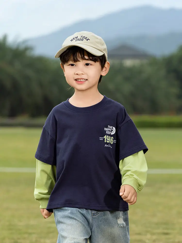 Kids Letter Print T-Shirt Blue Green 1966 - Image 7
