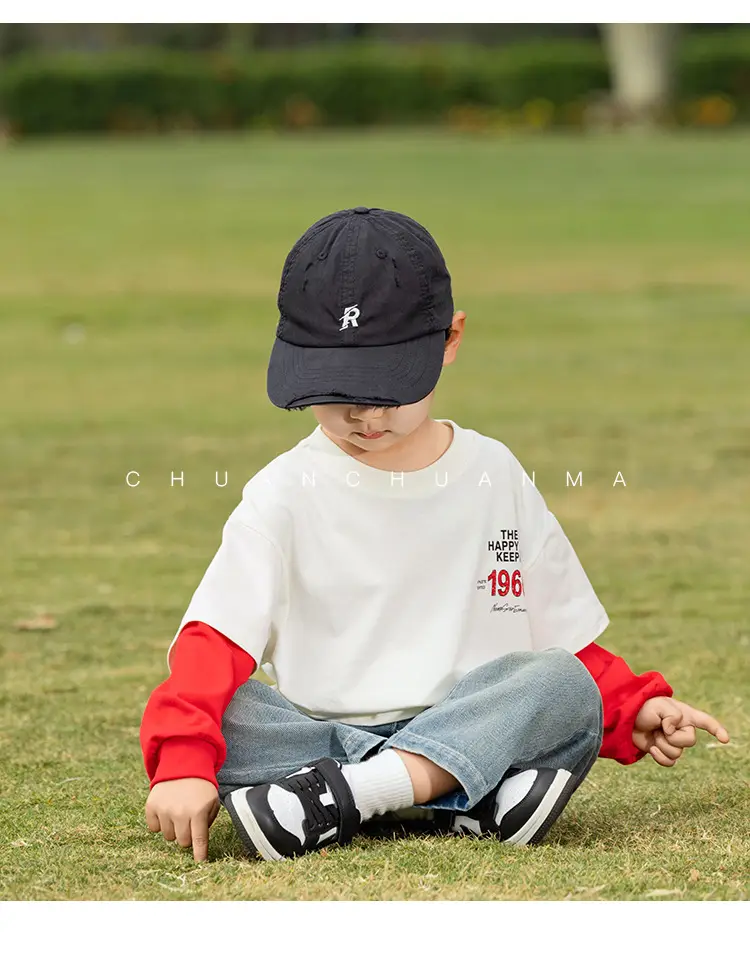 Kids Letter Print T-Shirt Blue Green 1966 — feature 31