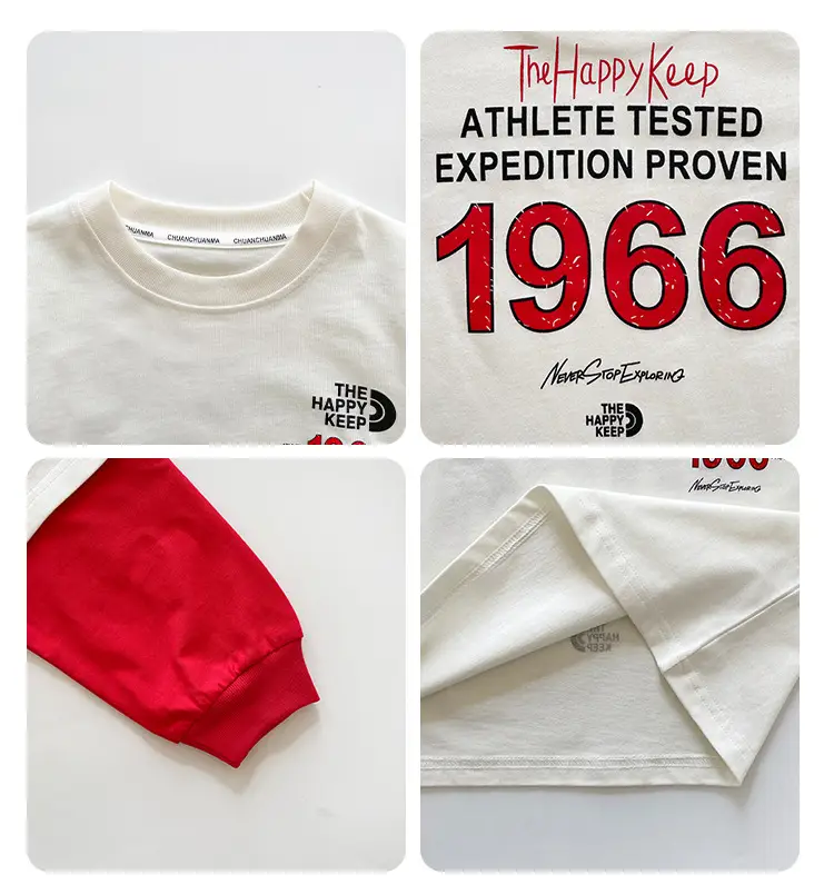 Kids Letter Print T-Shirt Blue Green 1966 — feature 7
