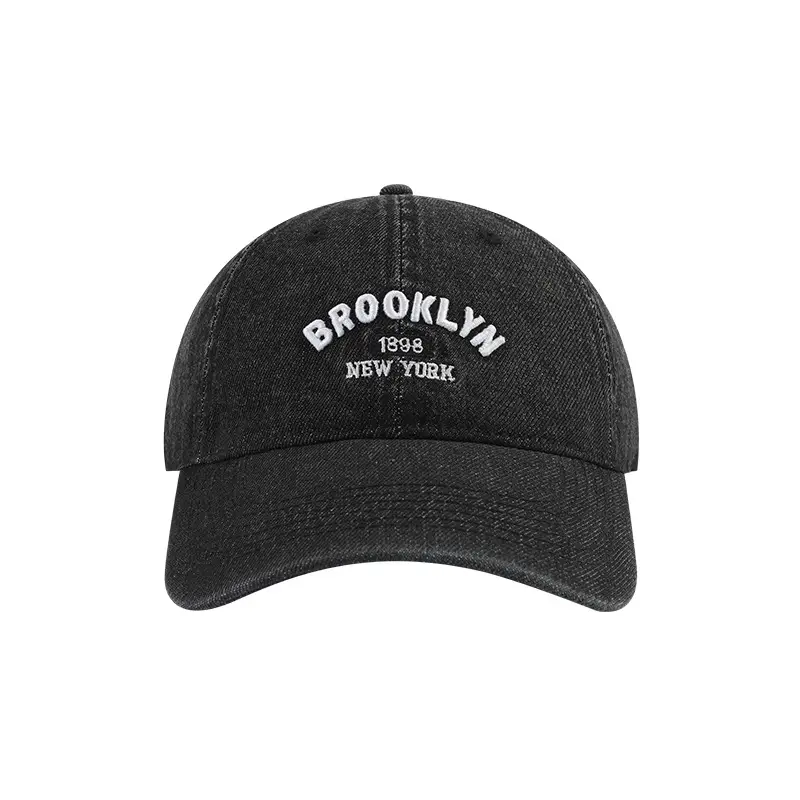 Black Wash Denim Baseball Cap with "Brooklyn 1998" Embroidery - Image 8