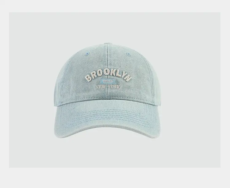 Black Wash Denim Baseball Cap with "Brooklyn 1998" Embroidery — feature 8