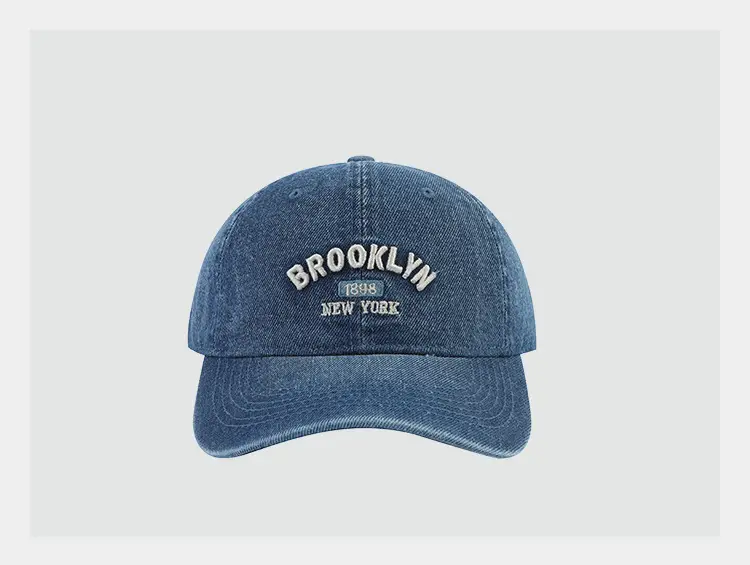 Black Wash Denim Baseball Cap with "Brooklyn 1998" Embroidery — feature 9
