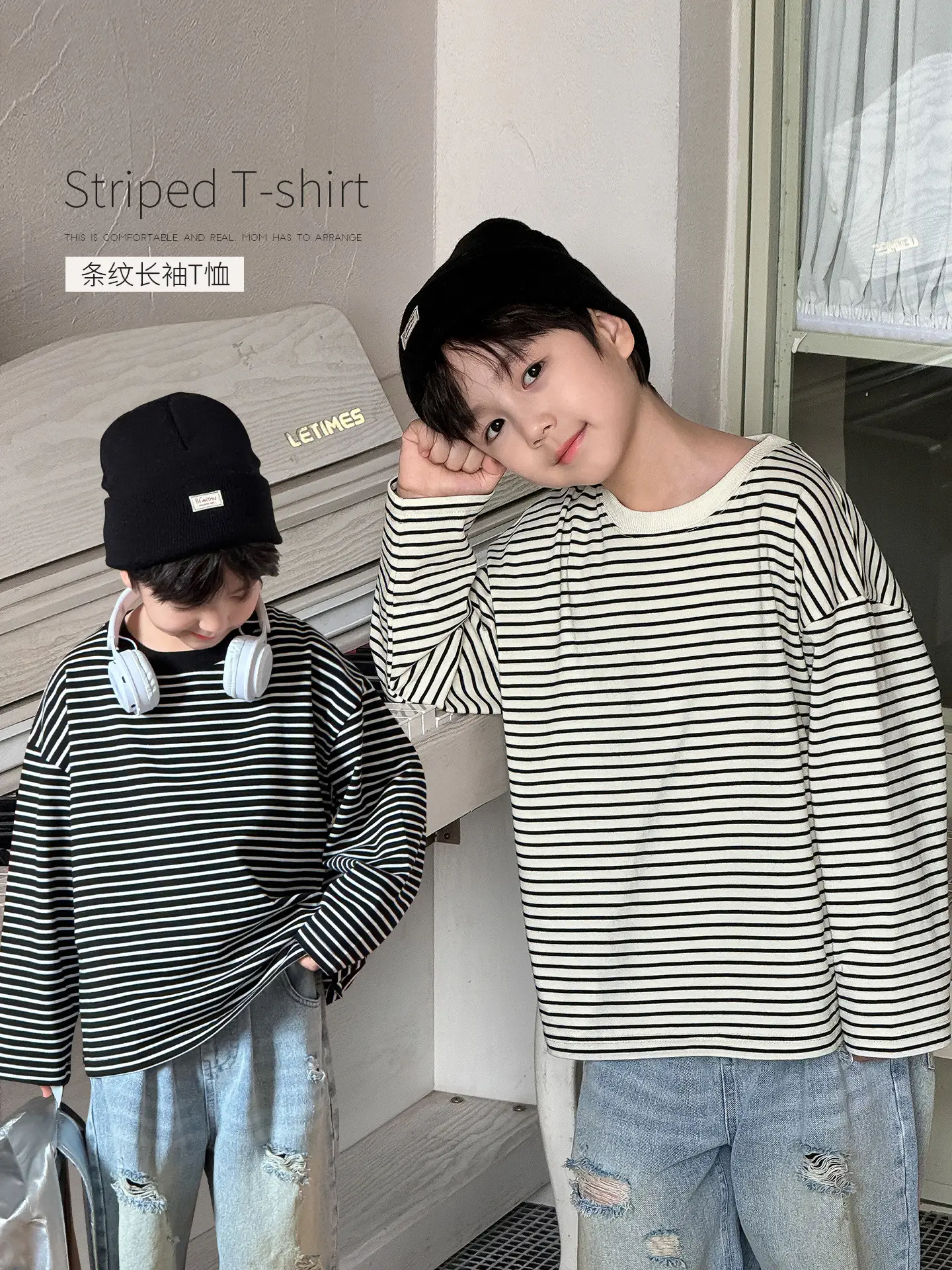 Tongku Boys Striped Long Sleeve T-Shirt - Image 2