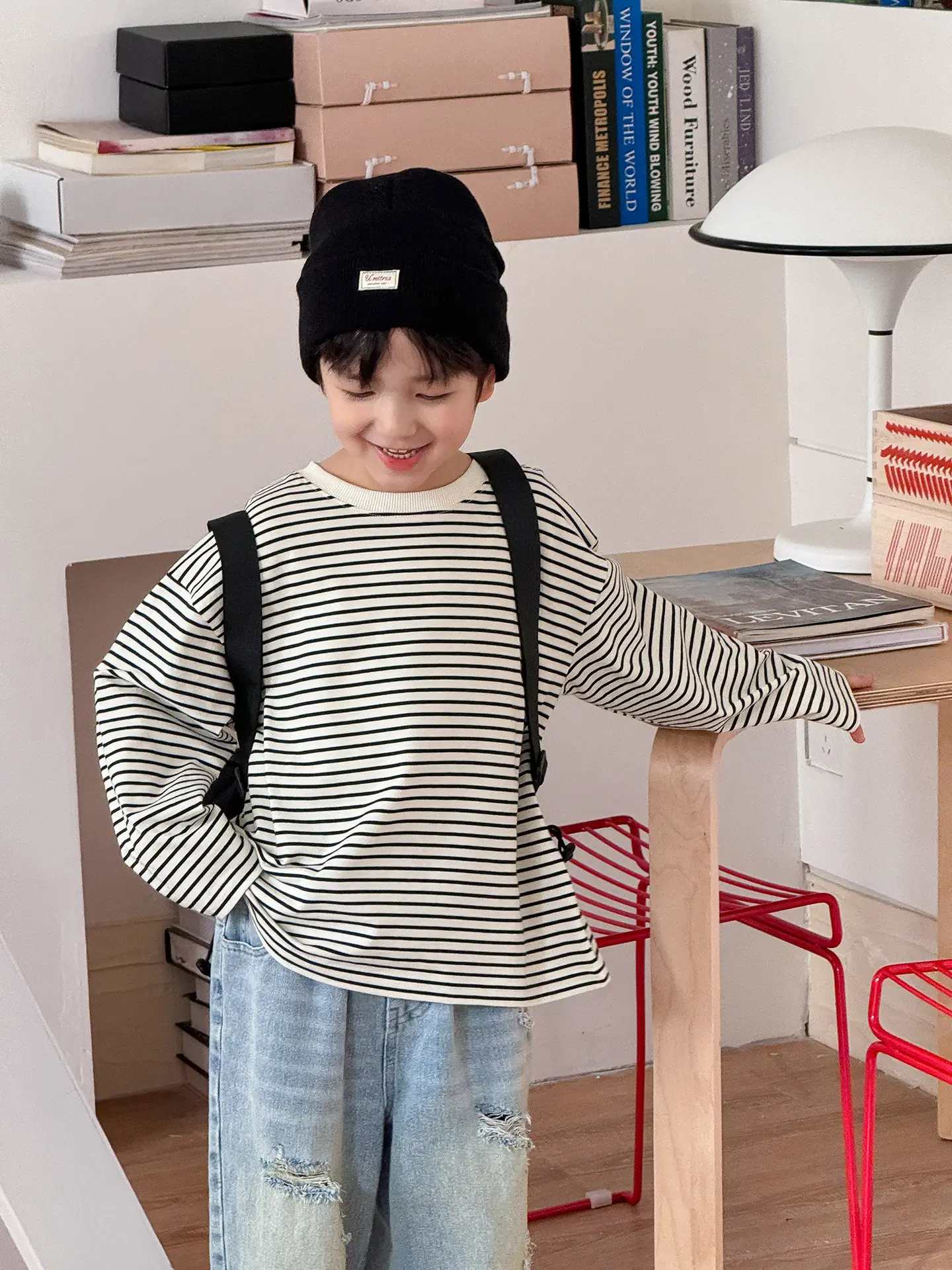 Tongku Boys Striped Long Sleeve T-Shirt - Image 4