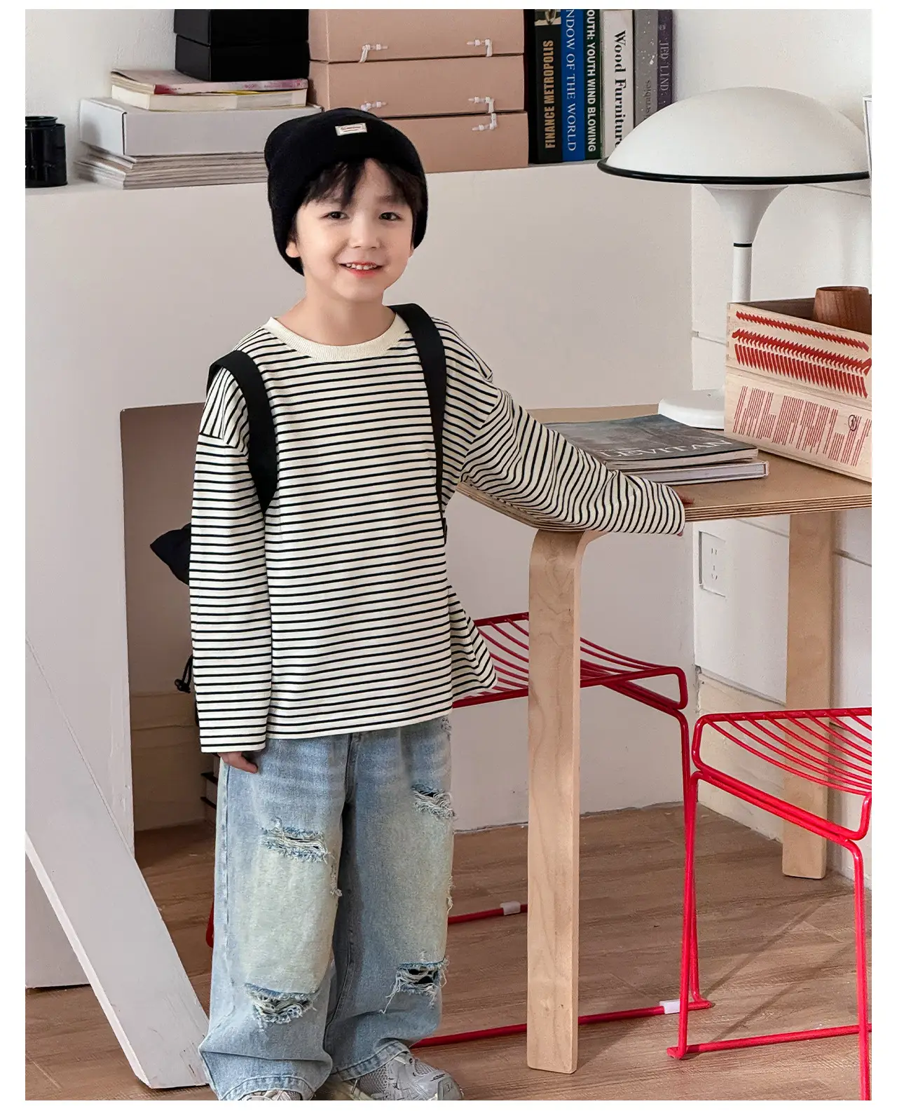 Tongku Boys Striped Long Sleeve T-Shirt — feature 13