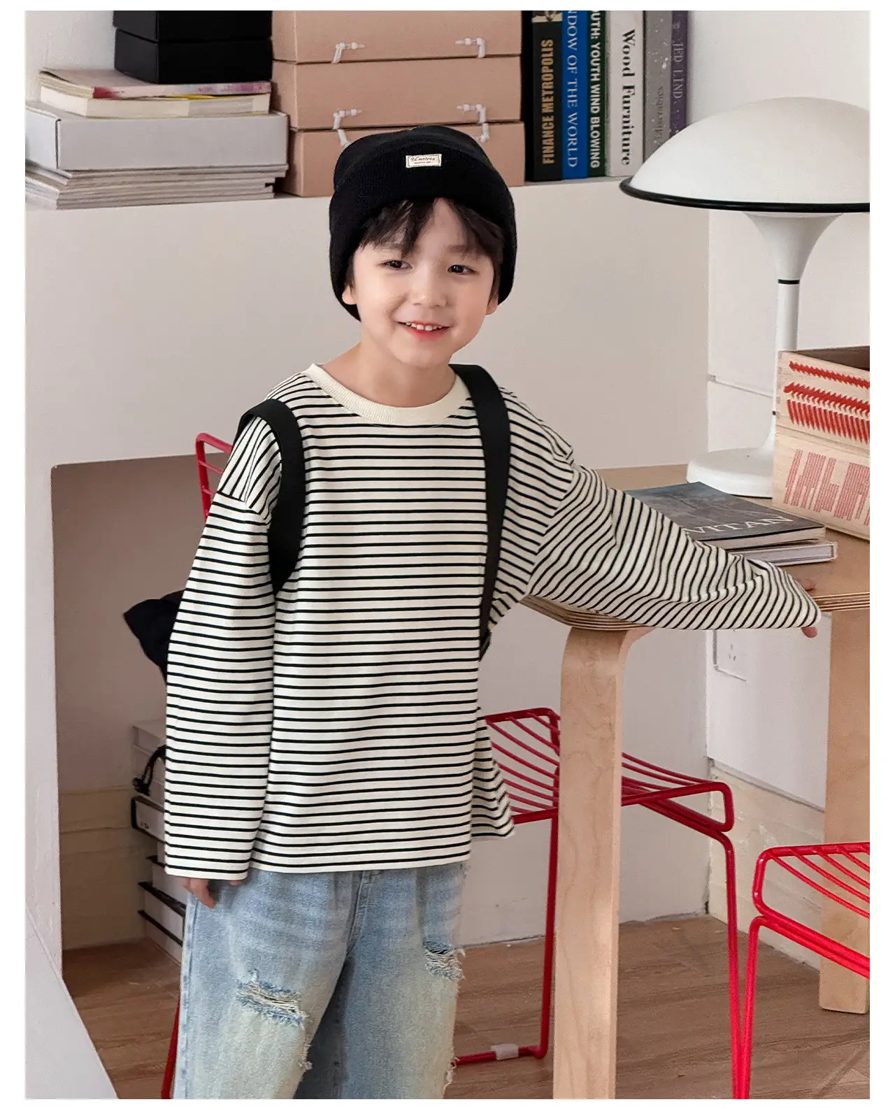 Tongku Boys Striped Long Sleeve T-Shirt — feature 17