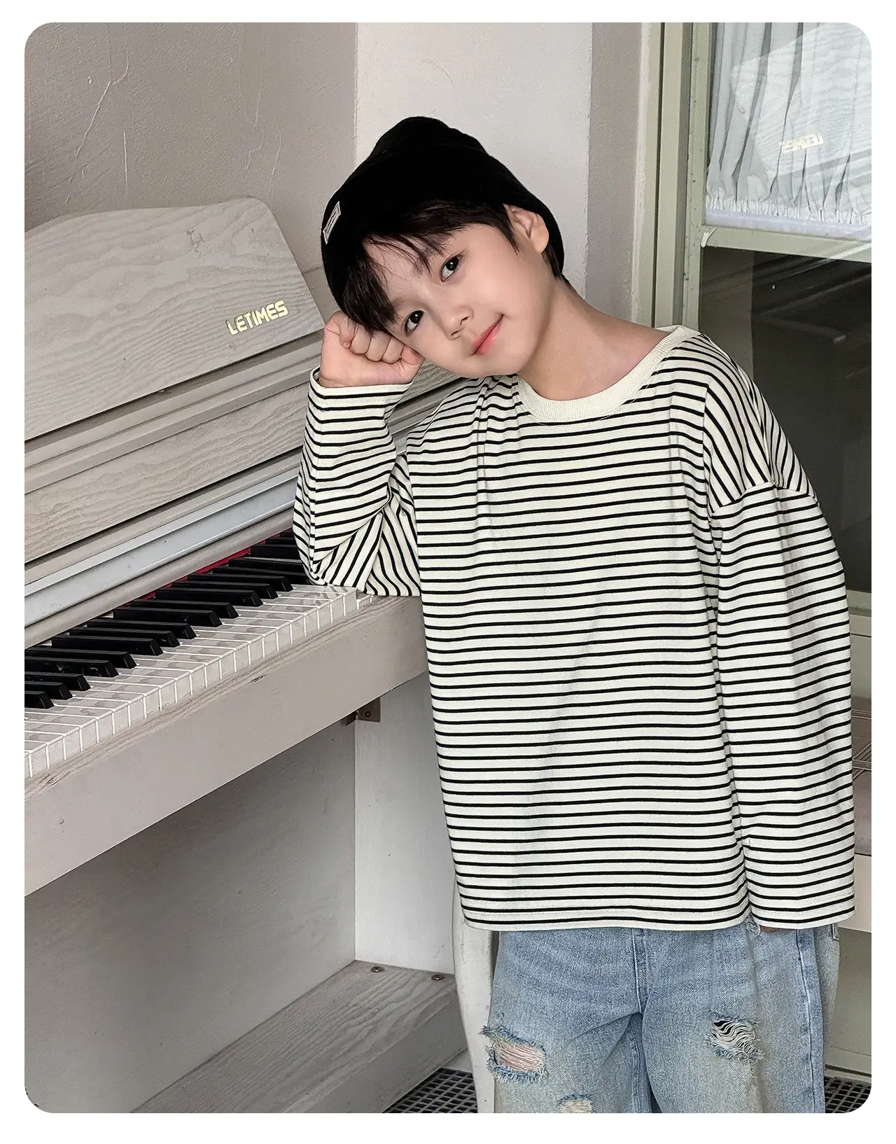 Tongku Boys Striped Long Sleeve T-Shirt — feature 2