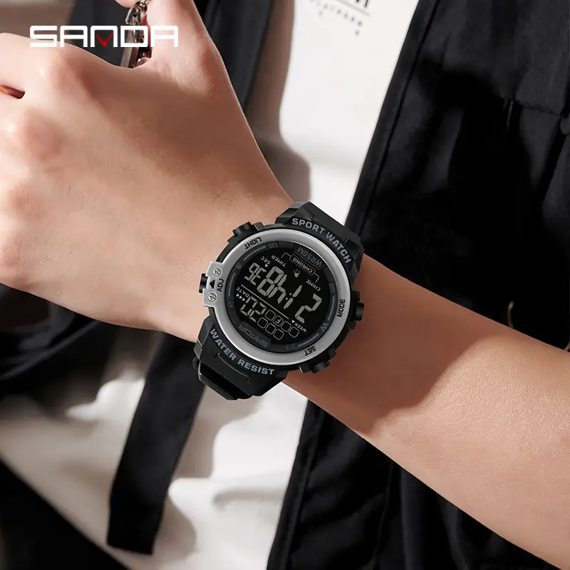 Men's Green Digital Water Resistant Sport Watch - Image 8