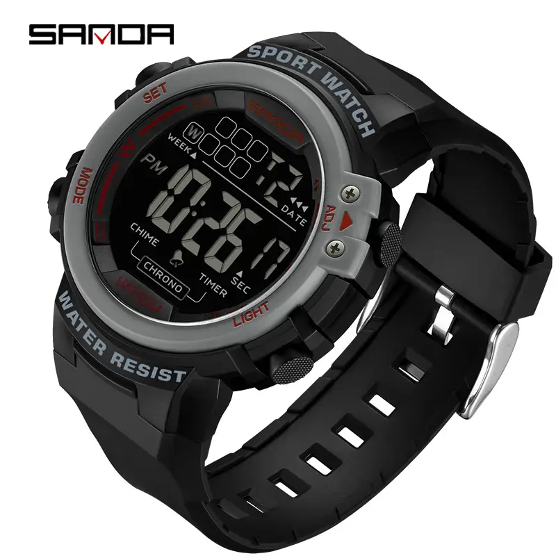 Men's Green Digital Water Resistant Sport Watch - Image 4
