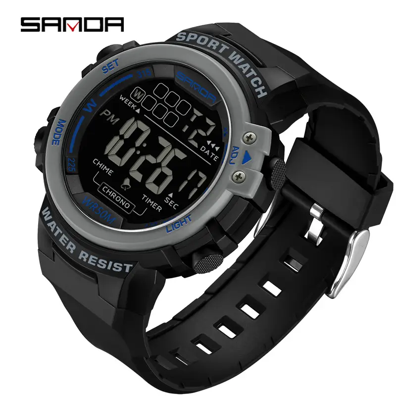 Men's Green Digital Water Resistant Sport Watch - Image 5