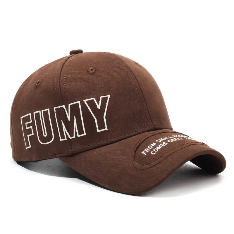 FUMY Retro Embroidered Baseball Cap Brown Men