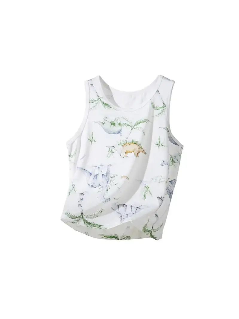 Ultra Thin Baby Sleeveless T-Shirt with Dinosaur Print - Image 16