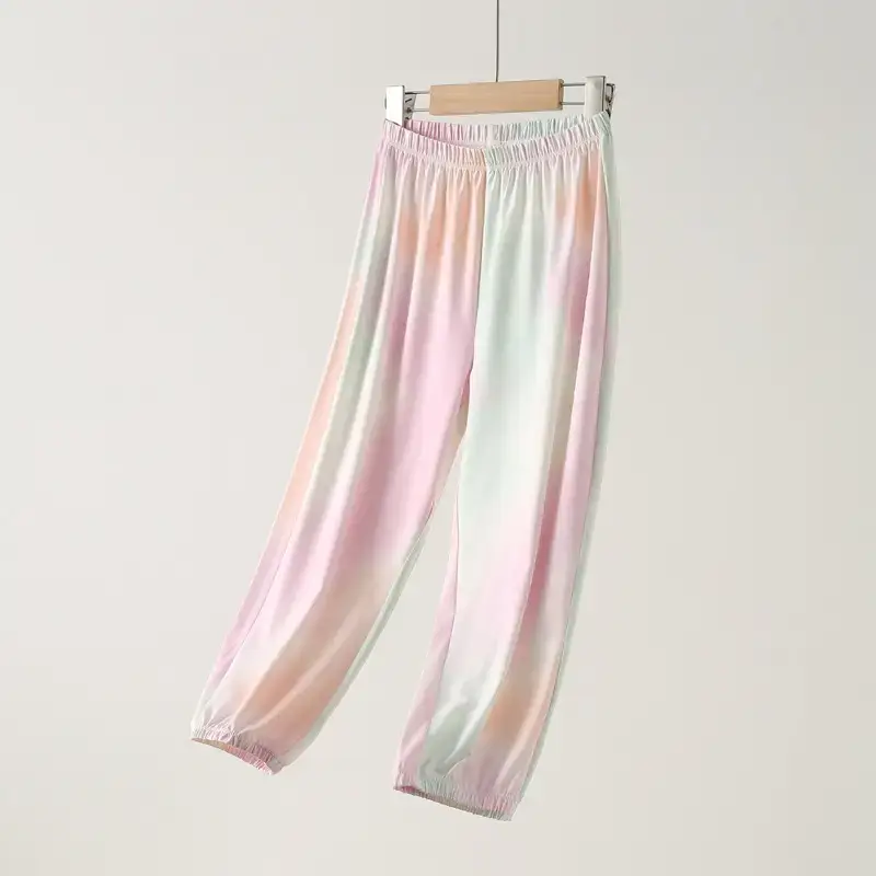 Girls Ice Silk Long Sleeve T-Shirt Pink White - Image 10