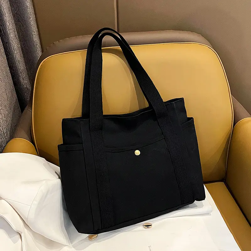 Women's Canvas Shoulder Bag Large Capacity Multi-Pocket - Image 5