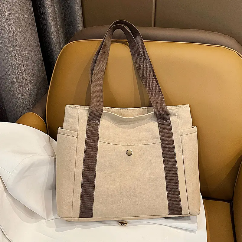 Women's Canvas Shoulder Bag Large Capacity Multi-Pocket - Image 6