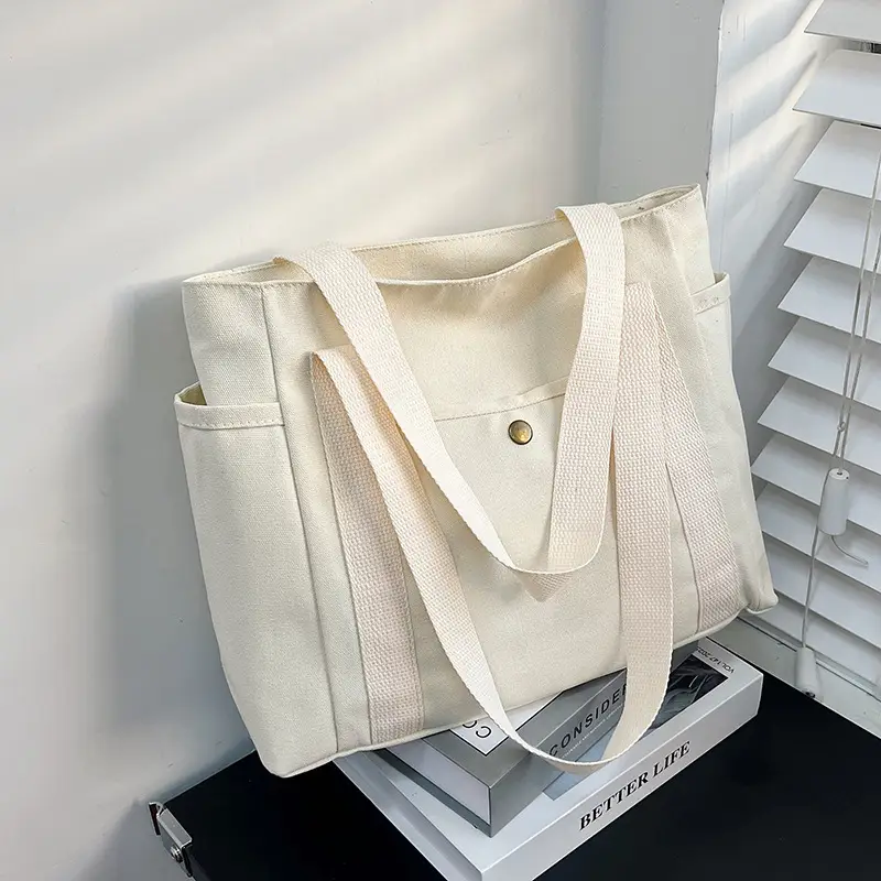 Women's Canvas Shoulder Bag Large Capacity Multi-Pocket - Image 7