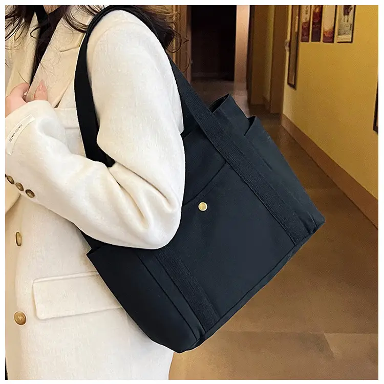 Women's Canvas Shoulder Bag Large Capacity Multi-Pocket — feature 11