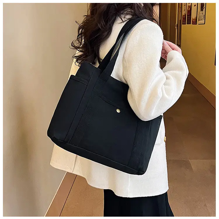 Women's Canvas Shoulder Bag Large Capacity Multi-Pocket — feature 12
