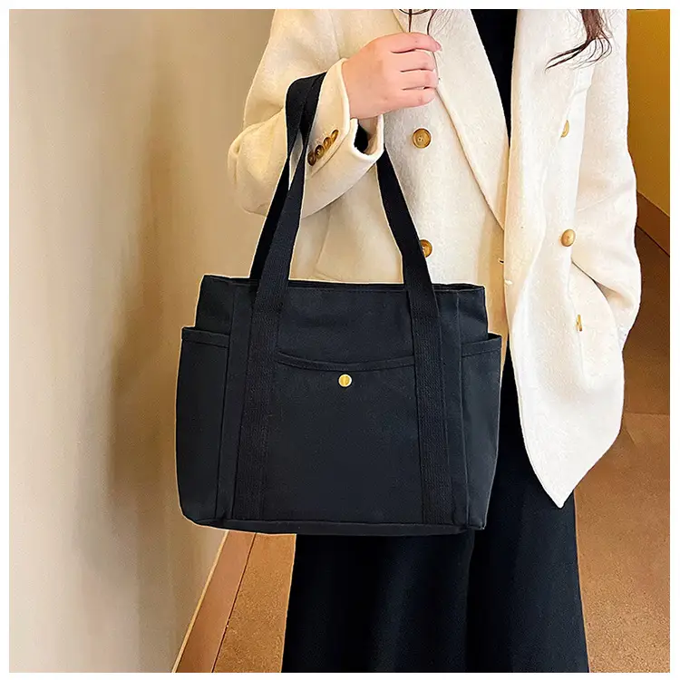 Women's Canvas Shoulder Bag Large Capacity Multi-Pocket — feature 13