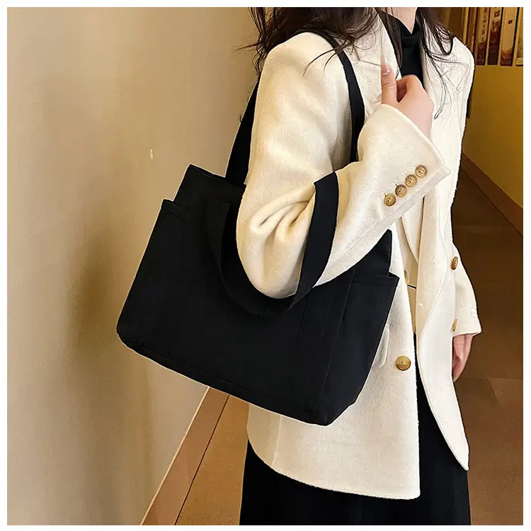Women's Canvas Shoulder Bag Large Capacity Multi-Pocket — feature 14